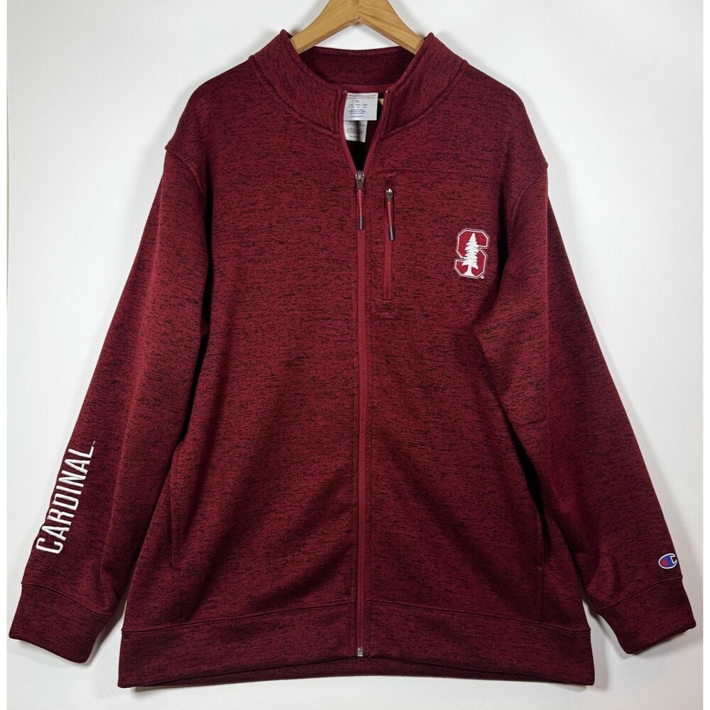 Champion Stanford Cardinals Jacket Mens XL Red Full Zip Embroidered Athletic